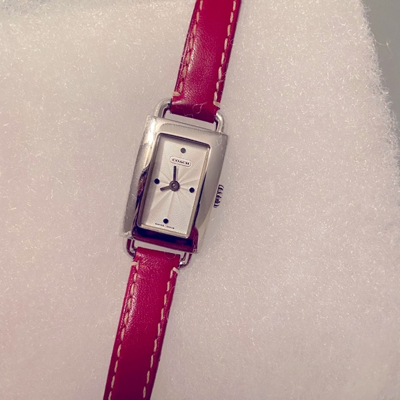 Red, leather, Coach watch - Picture 2 of 4